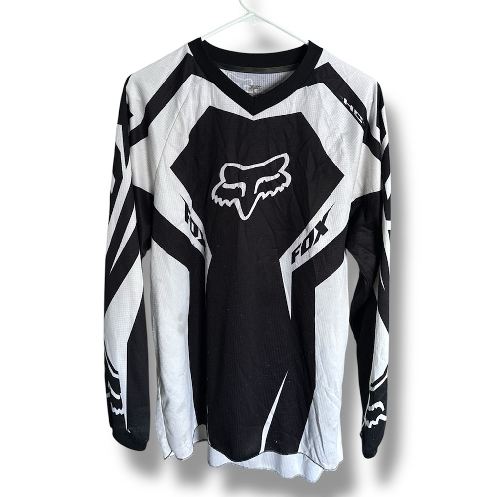 Y2K Fox Racing Black & White Motocross Jersey Size L
